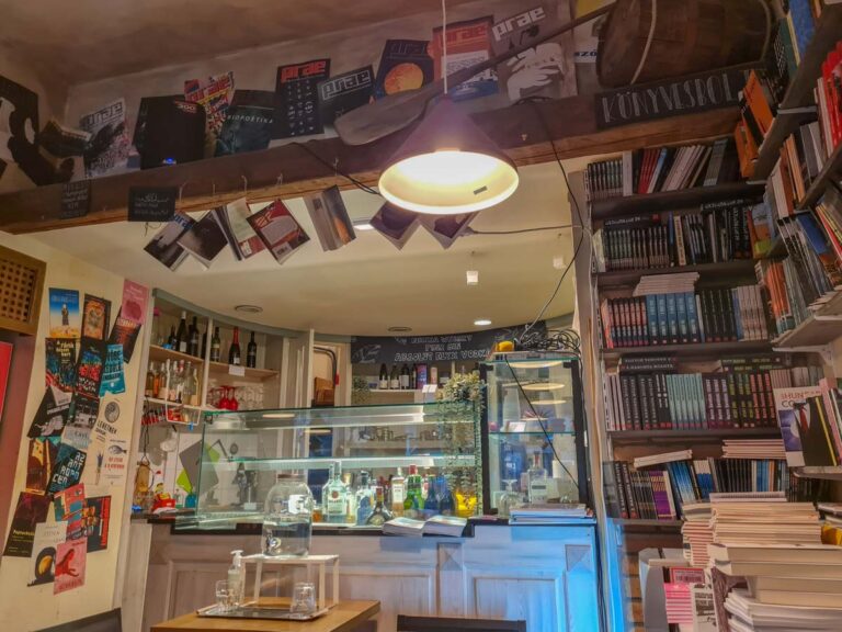 Kis Présház - Budapest - Bartók Béla Boulevard Kulturális Negyed - kocsmajelenet az könyvesbolt a bár körül - Kocsmaturista