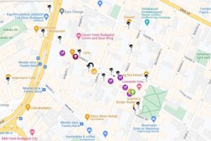 A budapesti Tompa utca és a Ferenc tér kocsmái és más vendéglátóhelyei a Kocsmaturista térképen